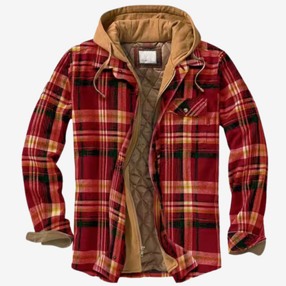 Men's Checked Fleece Lined Hooded Jacket
