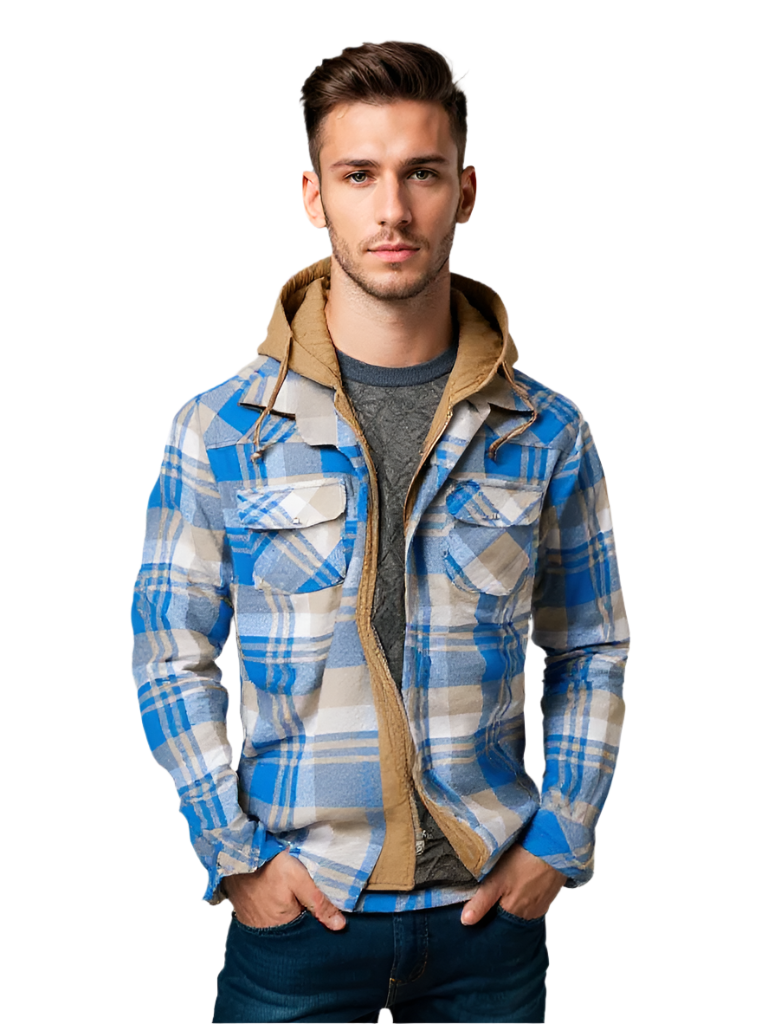 Men's Checked Fleece Lined Hooded Jacket