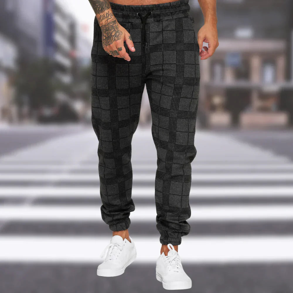 Men's Checked Trousers Comfortable Stylish High Quality Fabric