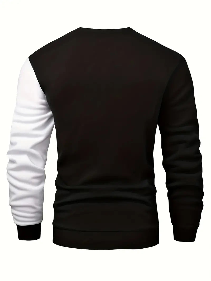 Men's Colour Block Sweater Circle Neckline High Quality Fabric