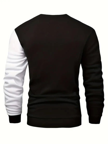 Men's Colour Block Sweater Circle Neckline High Quality Fabric