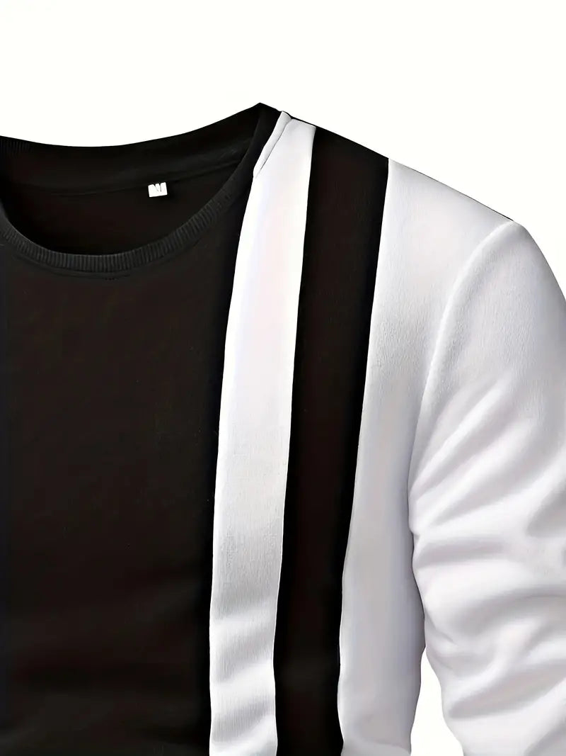 Men's Colour Block Sweater Circle Neckline High Quality Fabric