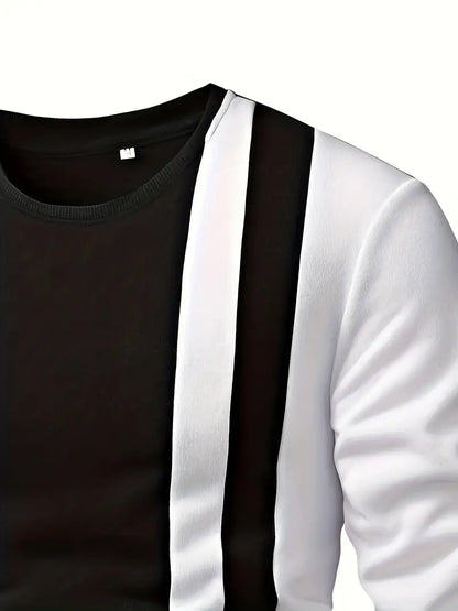 Men's Colour Block Sweater Circle Neckline High Quality Fabric