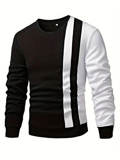 Men's Colour Block Sweater Circle Neckline High Quality Fabric
