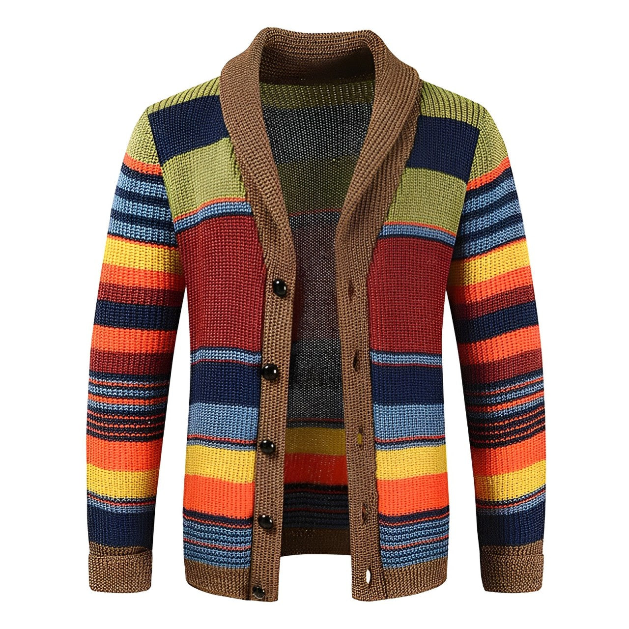 Men's Colourblocked Cardigan With Shawl Collar