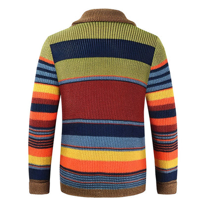 Men's Colourblocked Cardigan With Shawl Collar