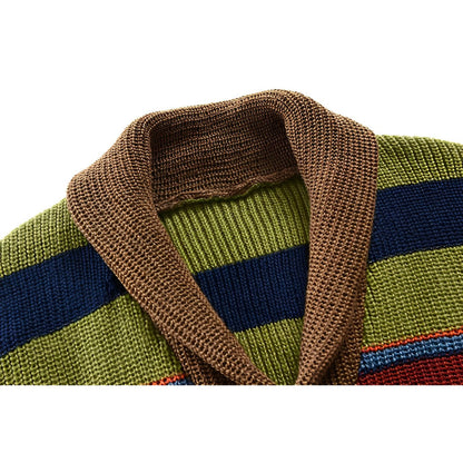 Men's Colourblocked Cardigan With Shawl Collar