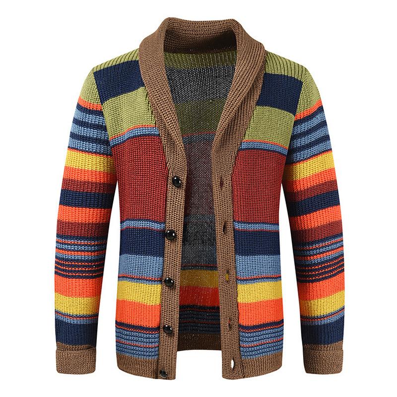 Men's Colourblocked Cardigan With Shawl Collar
