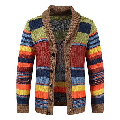 Men's Colourblocked Cardigan With Shawl Collar