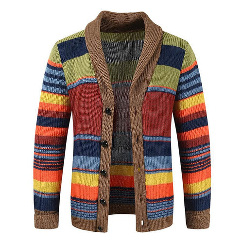 Men's Colourblocked Cardigan With Shawl Collar