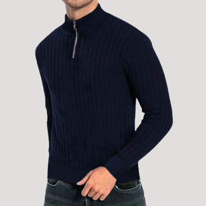 Men's Colt Sweater with Ribbed Texture and Quarter Zipper