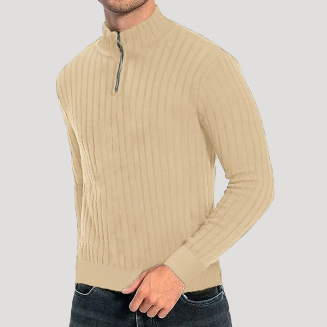 Men's Colt Sweater with Ribbed Texture and Quarter Zipper