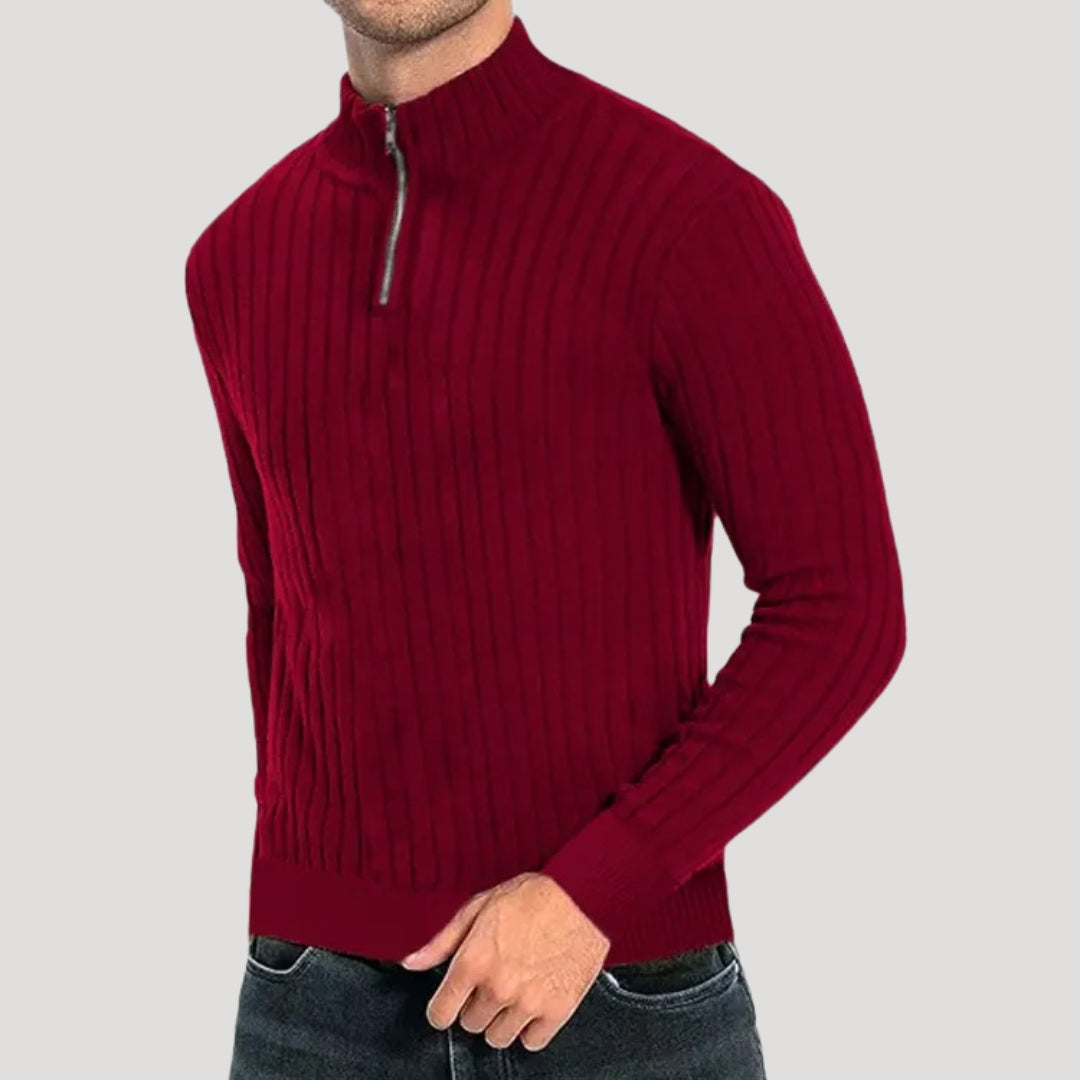 Men's Colt Sweater with Ribbed Texture and Quarter Zipper