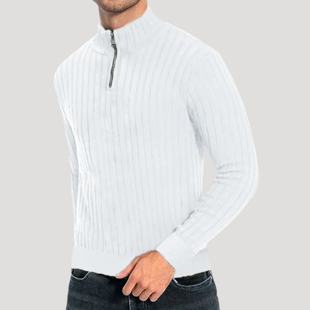 Men's Colt Sweater with Ribbed Texture and Quarter Zipper