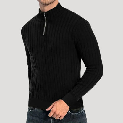 Men's Colt Sweater with Ribbed Texture and Quarter Zipper