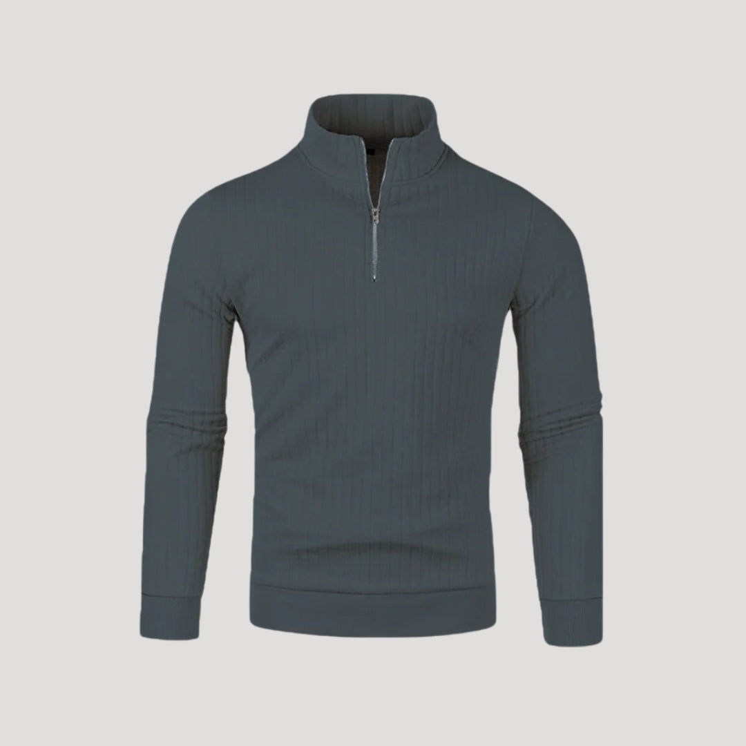 Men's Colt Sweater with Ribbed Texture and Quarter Zipper