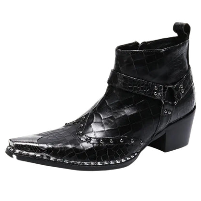 Men's Cowboy Boots Low with Crocodile Print