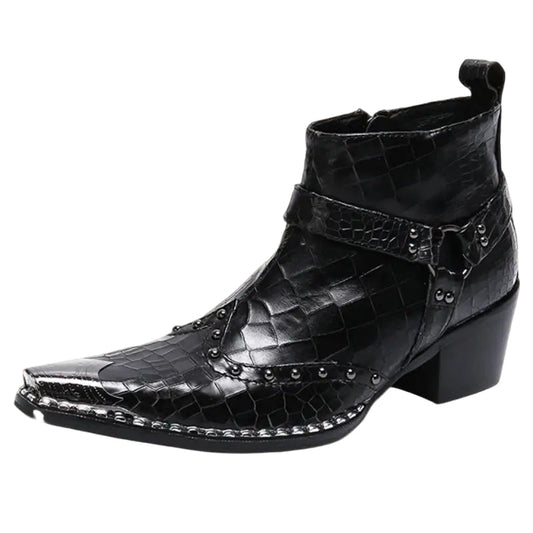 Men's Cowboy Boots Low with Crocodile Print