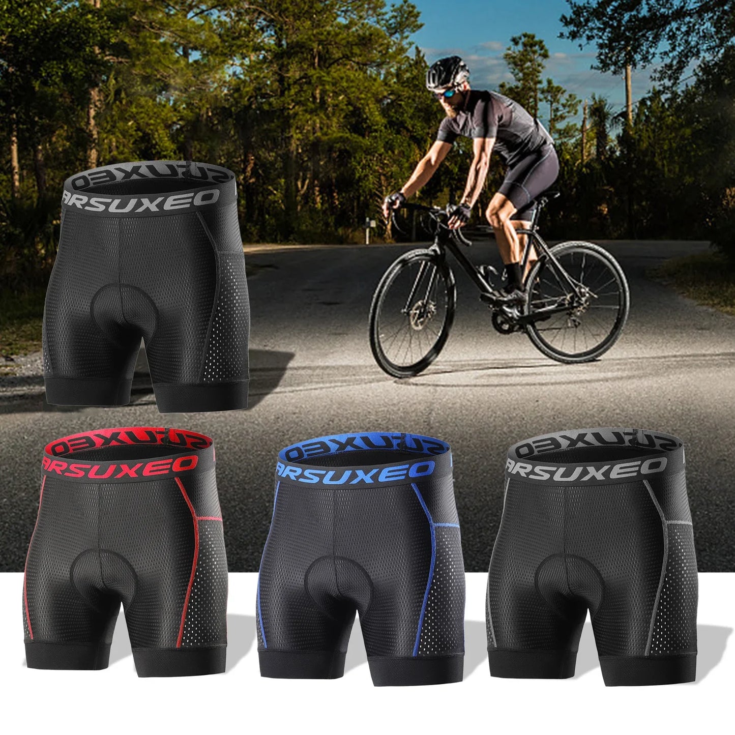 Men's Cycling Shorts with 5D Gel Padding Quick-drying