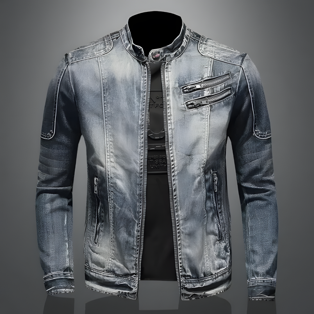 Men's Denim Jacket Retro Style Cotton Polyester Blend