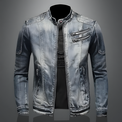 Men's Denim Jacket Retro Style Cotton Polyester Blend