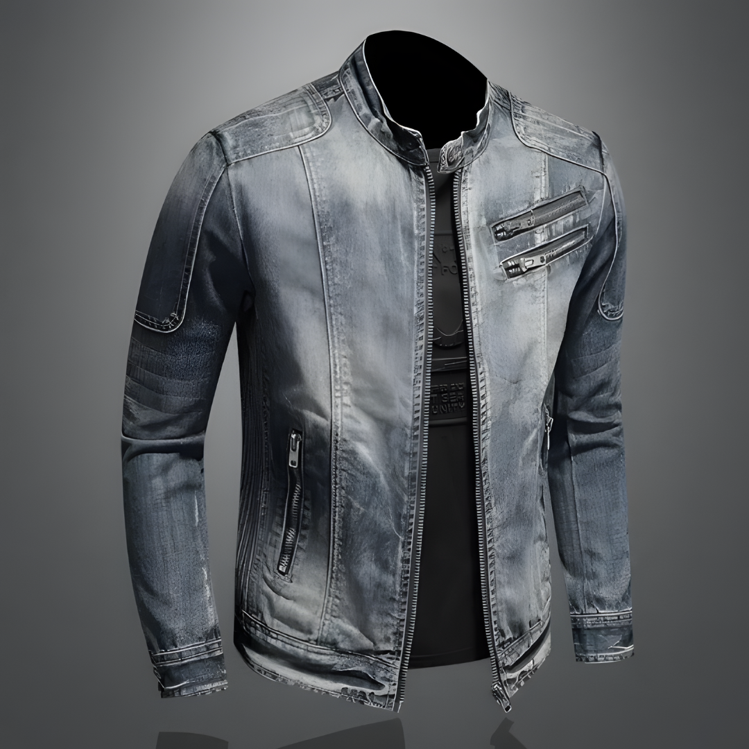 Men's Denim Jacket Retro Style Cotton Polyester Blend