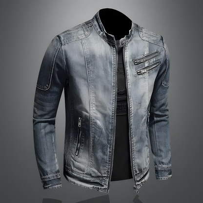 Men's Denim Jacket Retro Style Cotton Polyester Blend