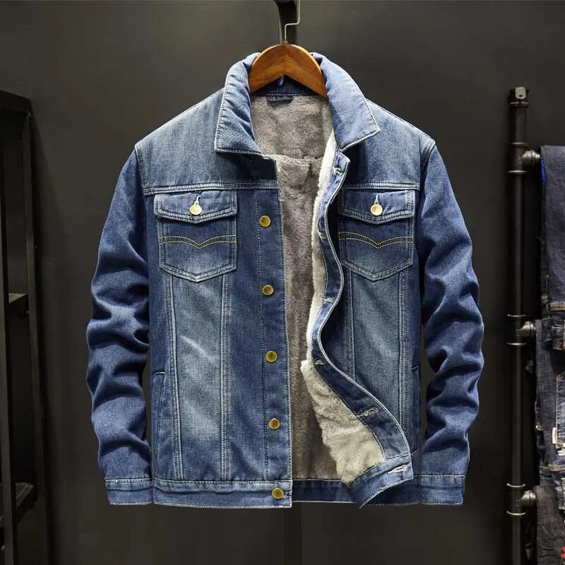 Men's Denim Jacket With Fleece Lining