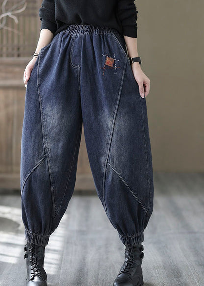 Men's Denim Trousers with Elastic Waist and Pockets Casual Fit
