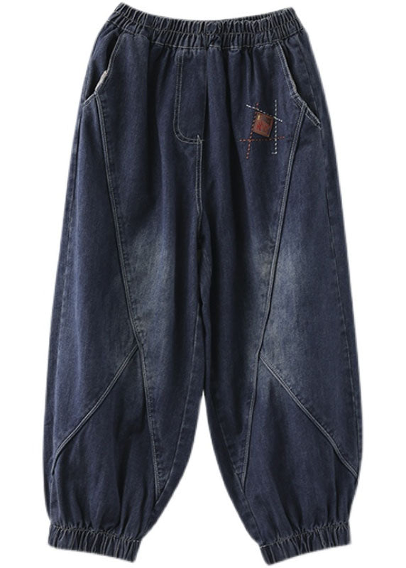 Men's Denim Trousers with Elastic Waist and Pockets Casual Fit