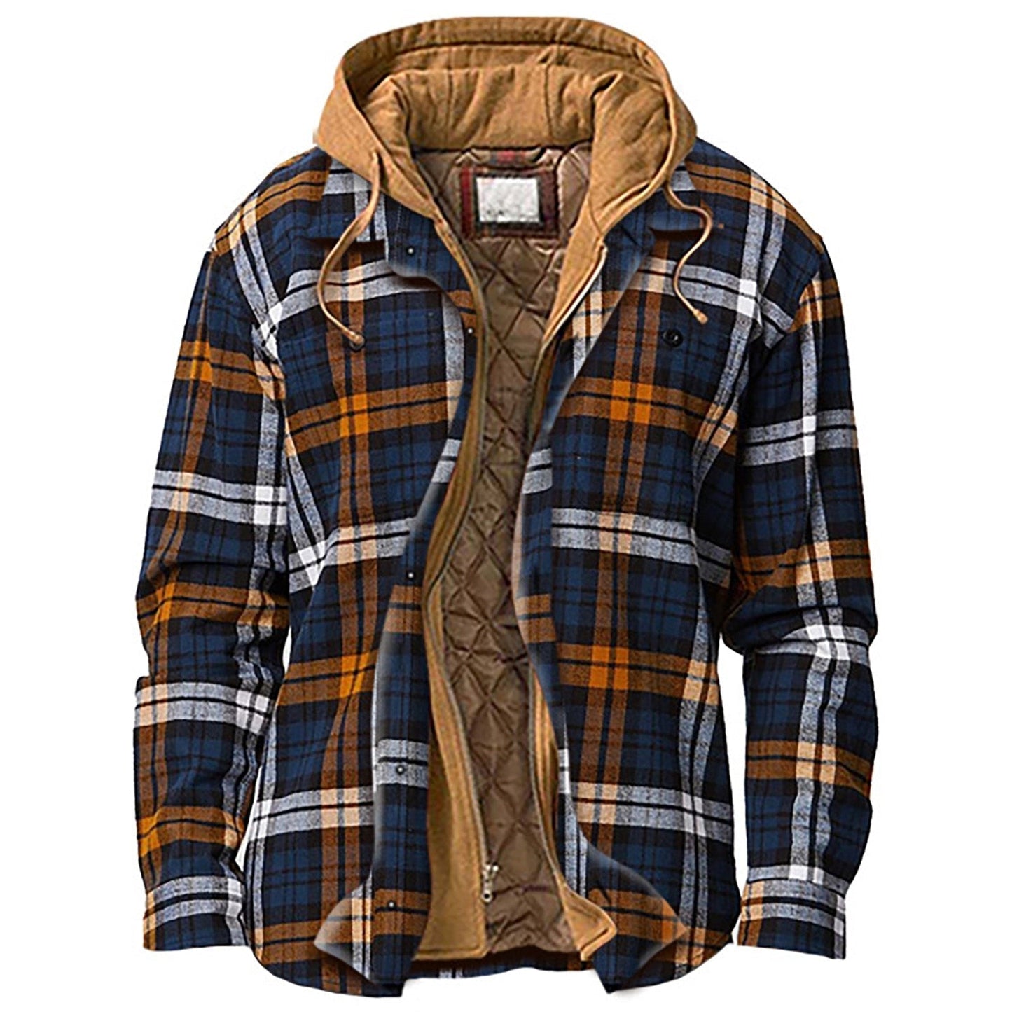 Men's Flannel Jacket with Drawstring Hood Winter Style