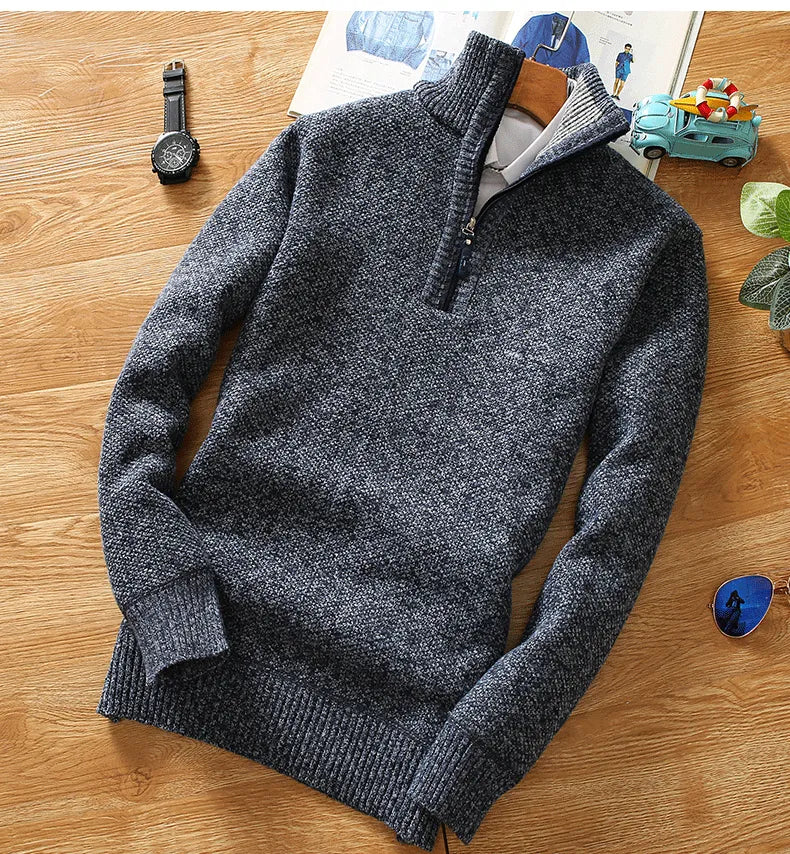 Men's Fleece Sweater With Half Zipper Casual Style