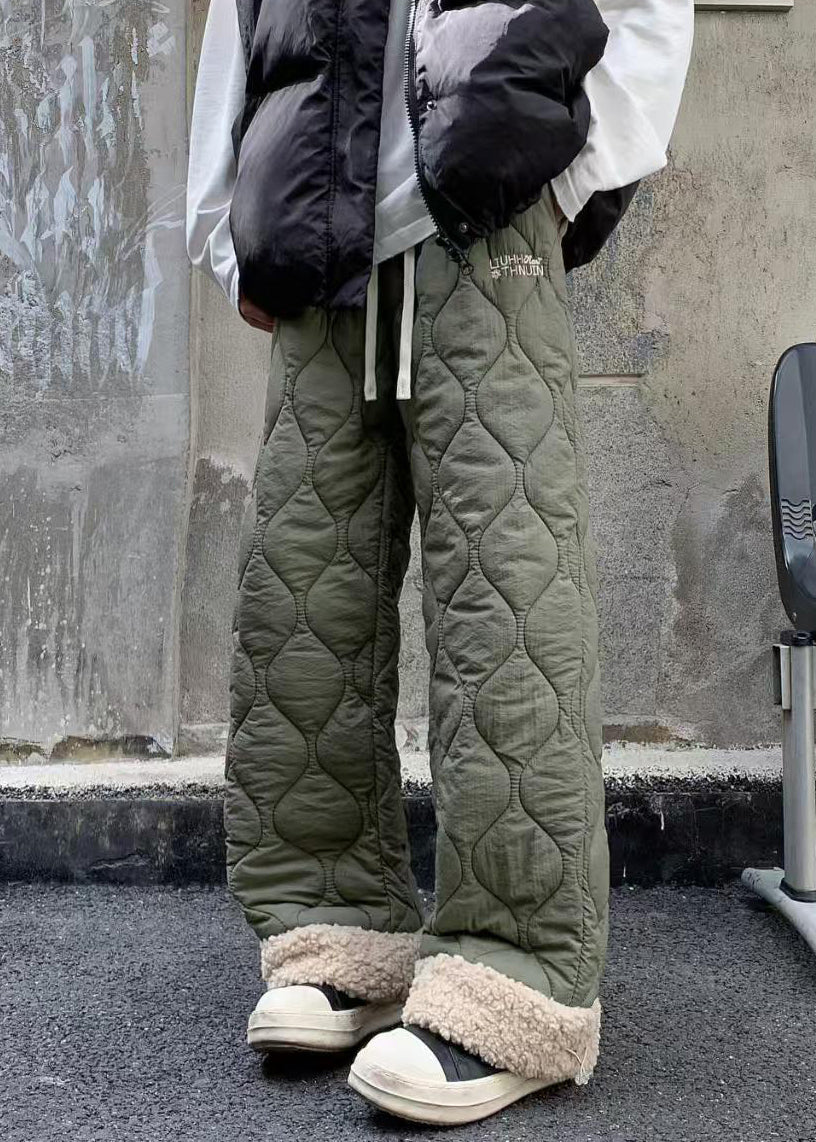 Men's Fleece Trousers with Pockets and Patchwork