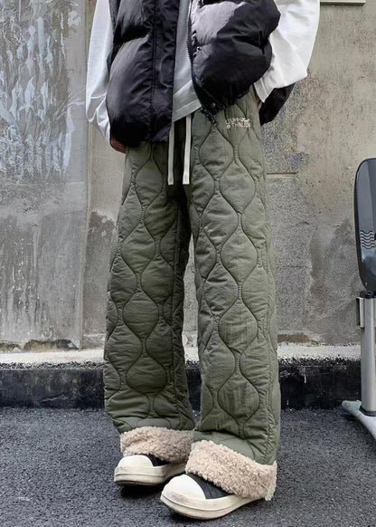 Men's Fleece Trousers with Pockets and Patchwork