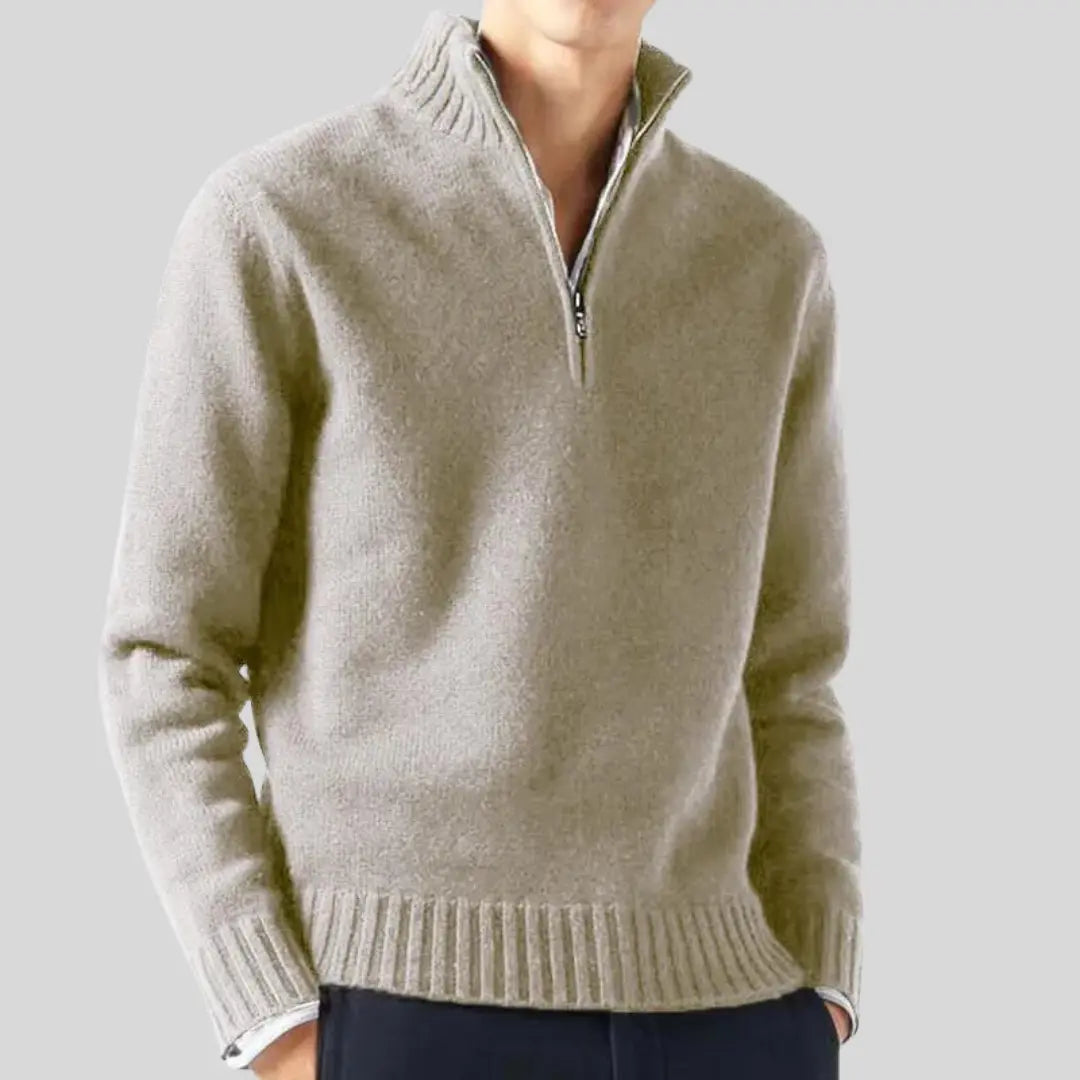 Men's Half-Zip Sweater Stylish Design With Rib-knit Cuffs