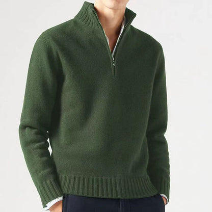 Men's Half-Zip Sweater Stylish Design With Rib-knit Cuffs