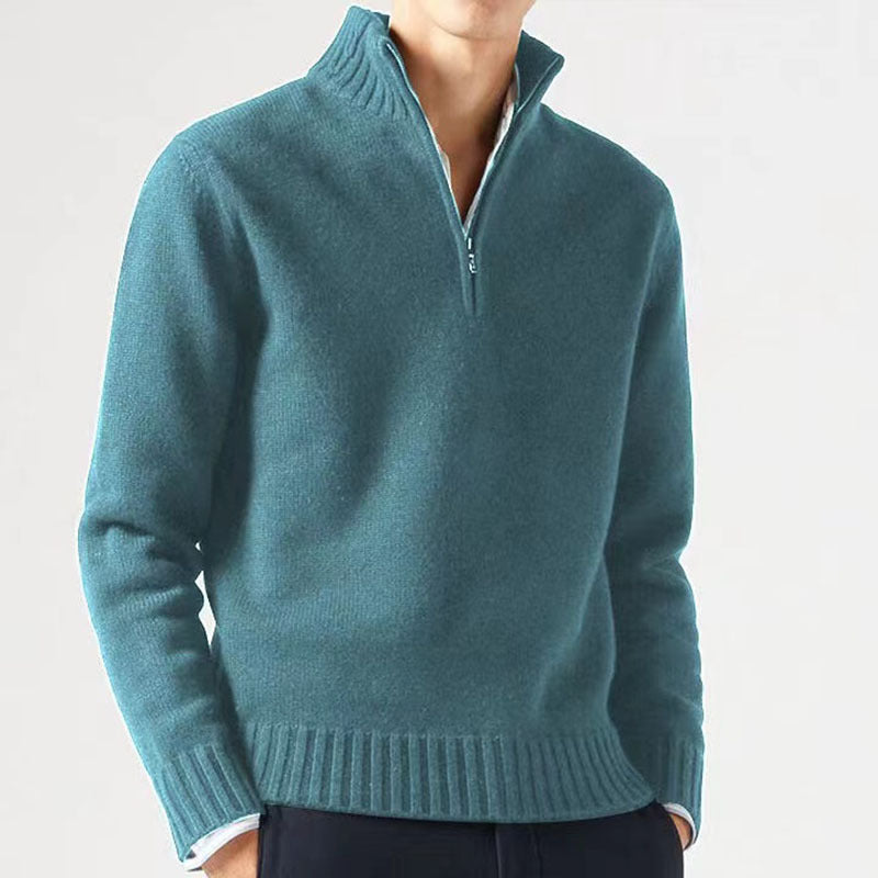 Men's Half-Zip Sweater Stylish Design With Rib-knit Cuffs