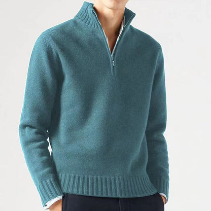 Men's Half-Zip Sweater Stylish Design With Rib-knit Cuffs