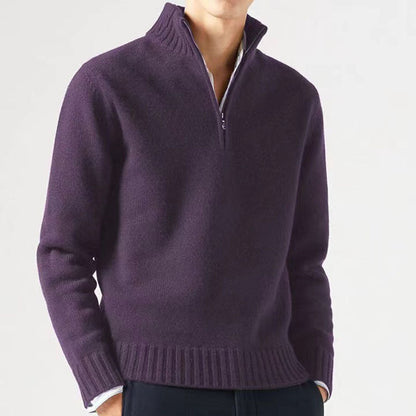 Men's Half-Zip Sweater Stylish Design With Rib-knit Cuffs