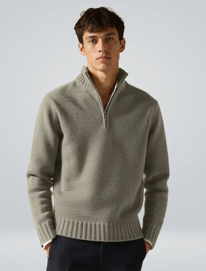 Men's Half-Zip Sweater Stylish Design With Rib-knit Cuffs