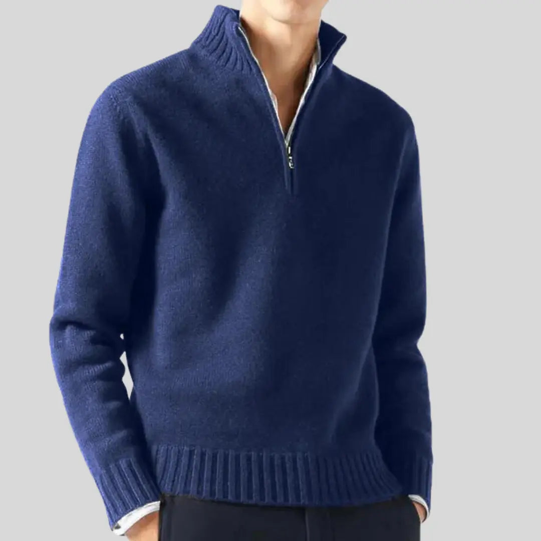 Men's Half-Zip Sweater Stylish Design With Rib-knit Cuffs