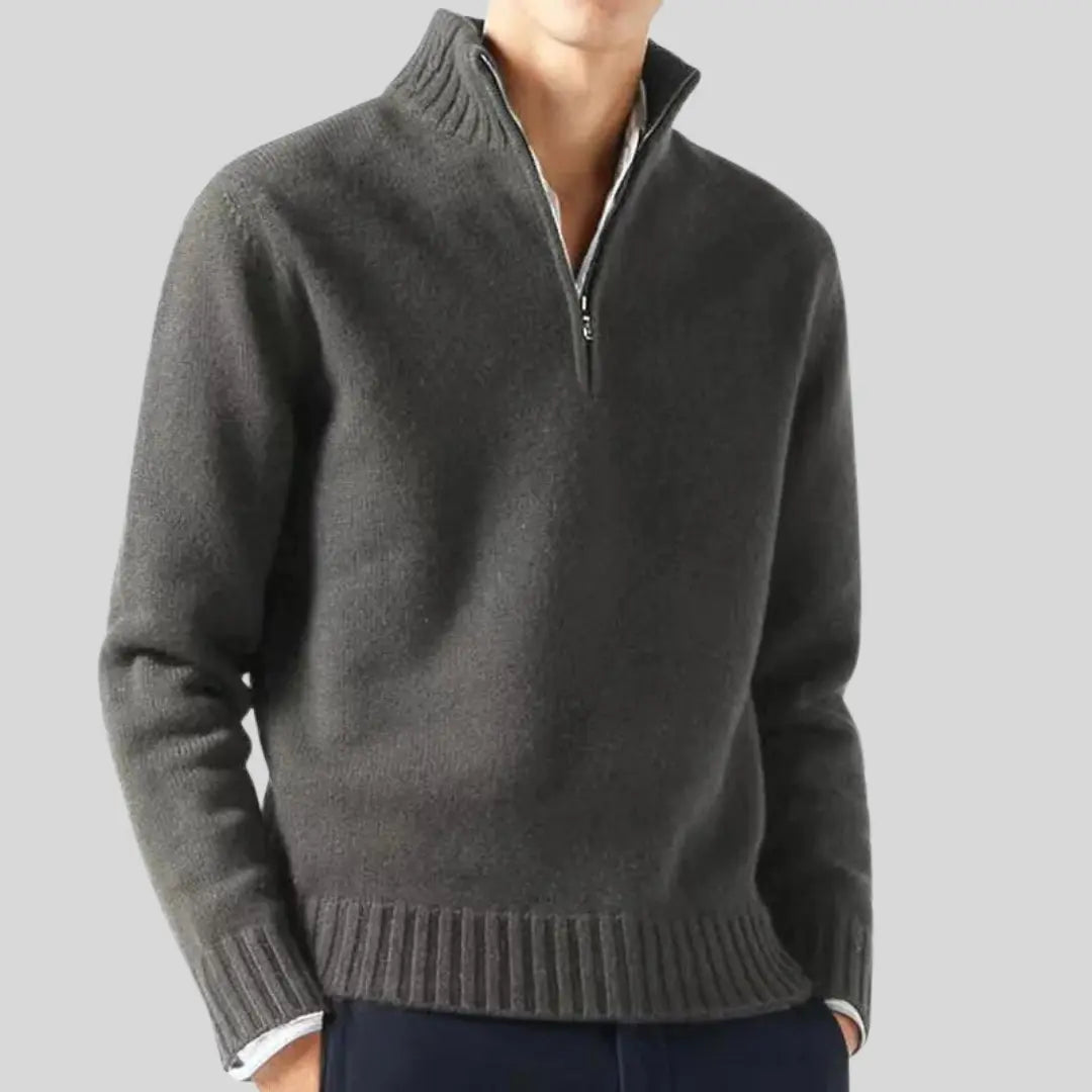 Men's Half-Zip Sweater Stylish Design With Rib-knit Cuffs
