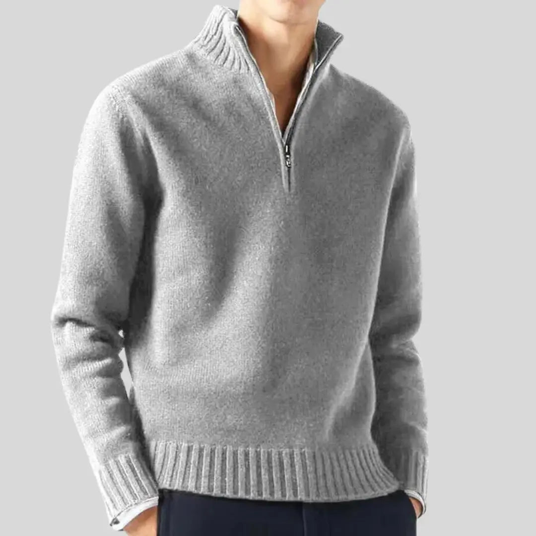 Men's Half-Zip Sweater Stylish Design With Rib-knit Cuffs