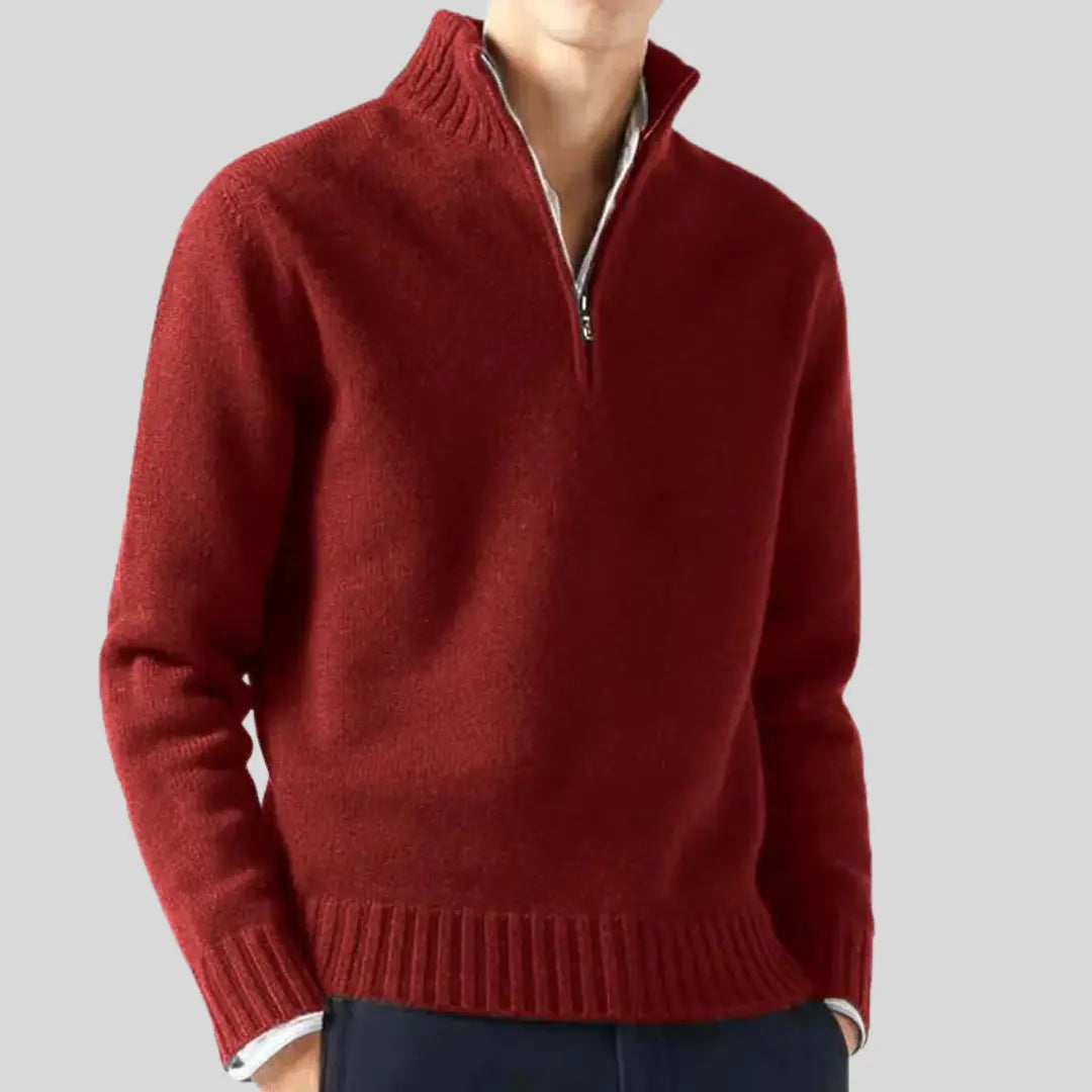 Men's Half-Zip Sweater Stylish Design With Rib-knit Cuffs