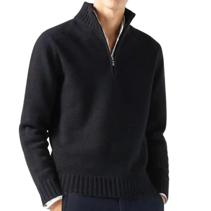 Men's Half-Zip Sweater Stylish Design With Rib-knit Cuffs