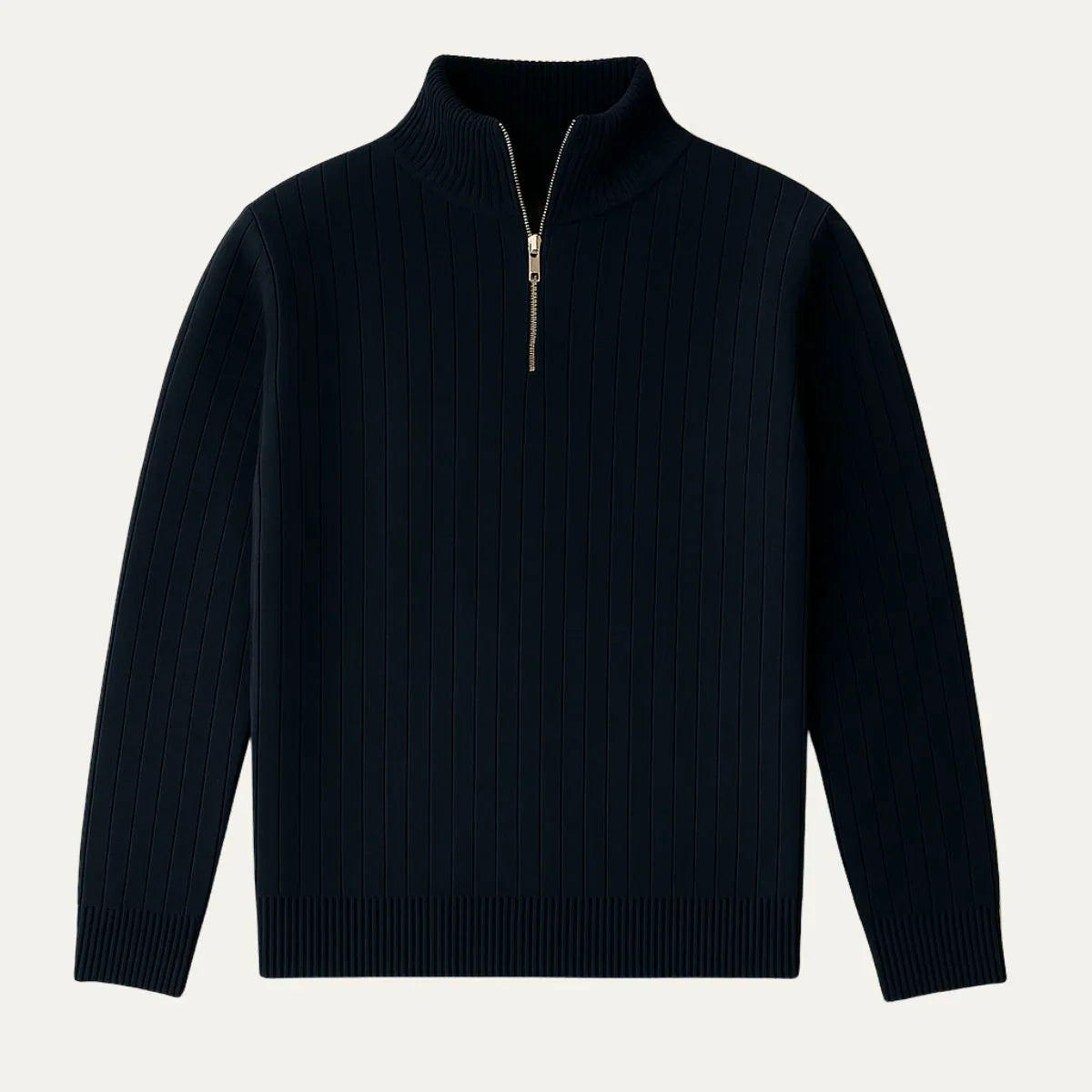 Men's Half Zip Sweater with Ribbed Texture