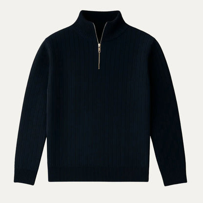 Men's Half Zip Sweater with Ribbed Texture