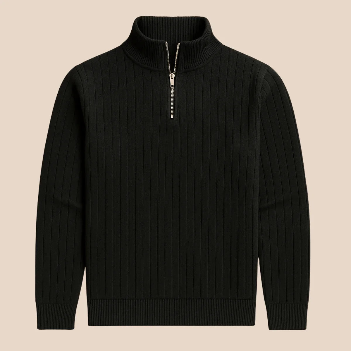 Men's Half Zip Sweater with Ribbed Texture