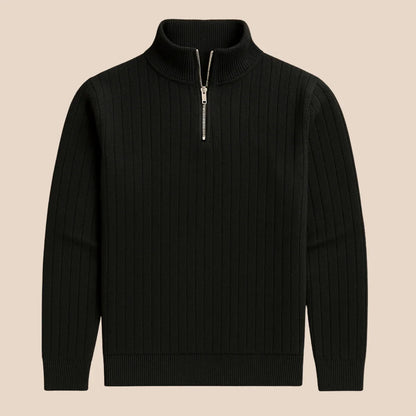 Men's Half Zip Sweater with Ribbed Texture