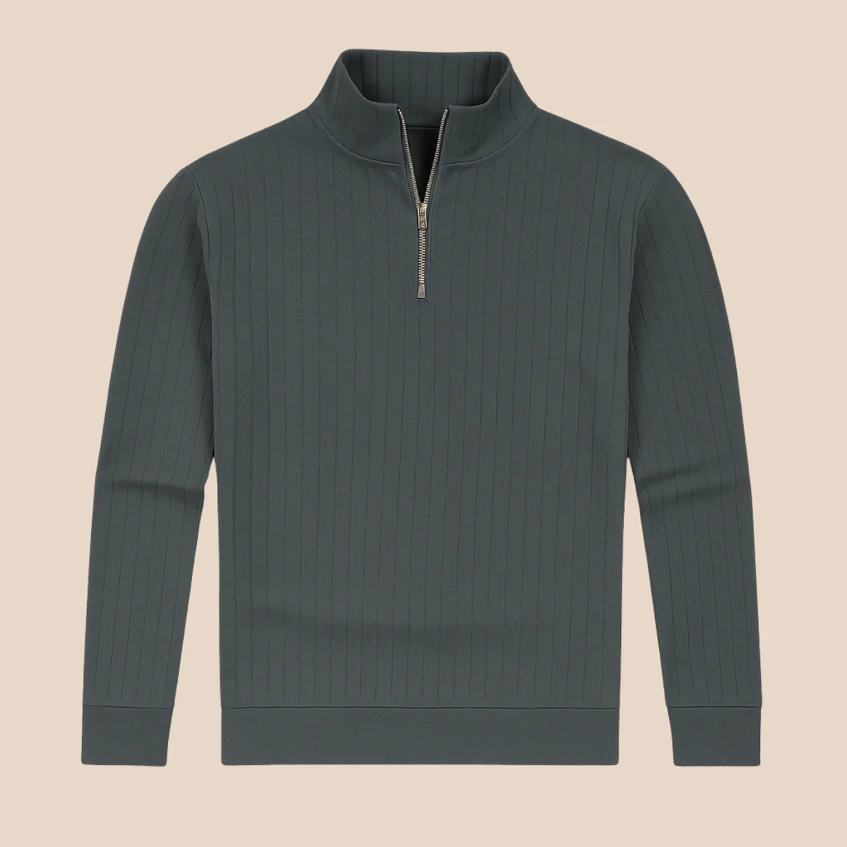 Men's Half Zip Sweater with Ribbed Texture